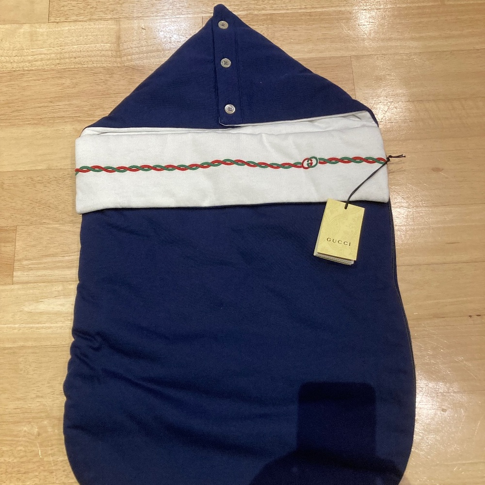 NWT Authentic Gucci Baby Sleeper Bag Navy Blue